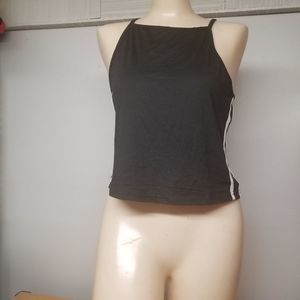 Racer Stripe Black double white orange rise large L Tank Top